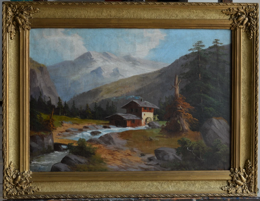 Gemälde „Mühle im Gebirge“ (nach der Restaurierung)